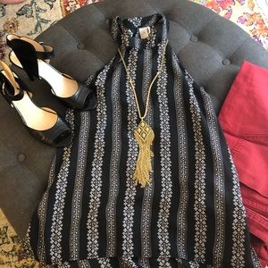 Classically patterned halter blouse